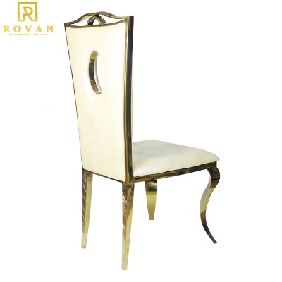 Wholesale metal stainless steel legs dining chair golden stainless steel wedding chair for wedding used