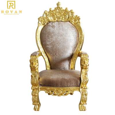 Royal king and queen throne chairs gold luxury wedding sale for bride and groom