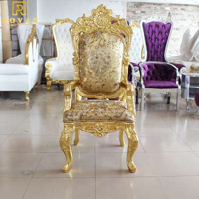 Cheap golden king and queen wedding and event throen chair for bride and groom chairs