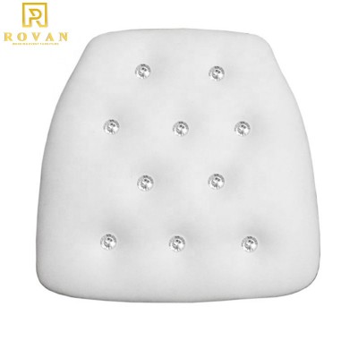 Wedding and event crystal button leather chair cushion with plywood for wedding chair seating