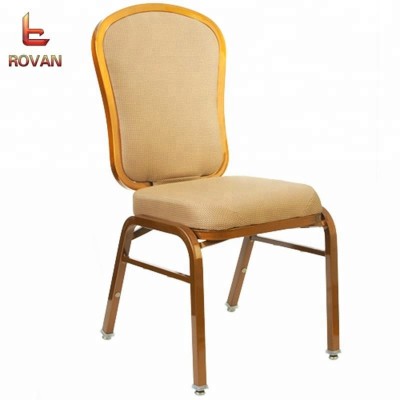 metal aluminum stacking hotel elegant banquet chair for sale gold luxury wedding chair with adjustable feet pad