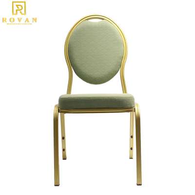 Wholesale hotel dining furniture stackable gold color metal chair used banquet wedding chairs for sale